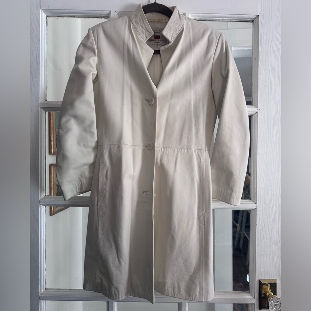 Misuri arte del cuoio leather trench long coat vintage